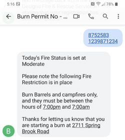 End example with cell number not matching phone number registered with burn permit